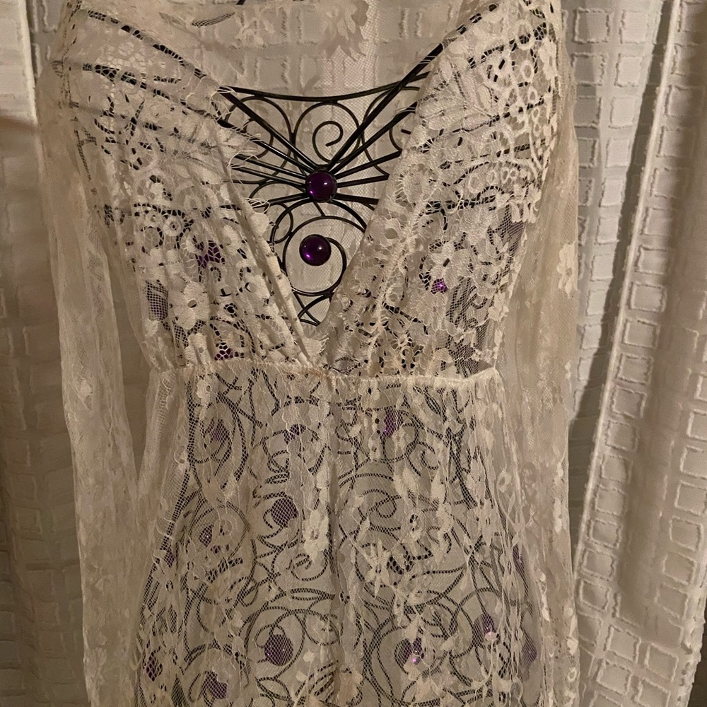 Beautiful lace Long dress clearly see through